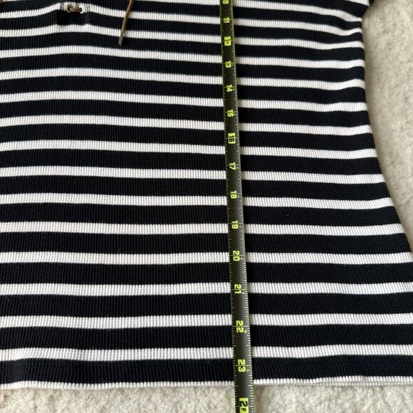 Lauren Ralph Lauren Striped Lace-Up Waffle-Knit Top Leather Drawcord Size XXL - Picture 8 of 12